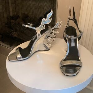 Prada fire heels silver size 35